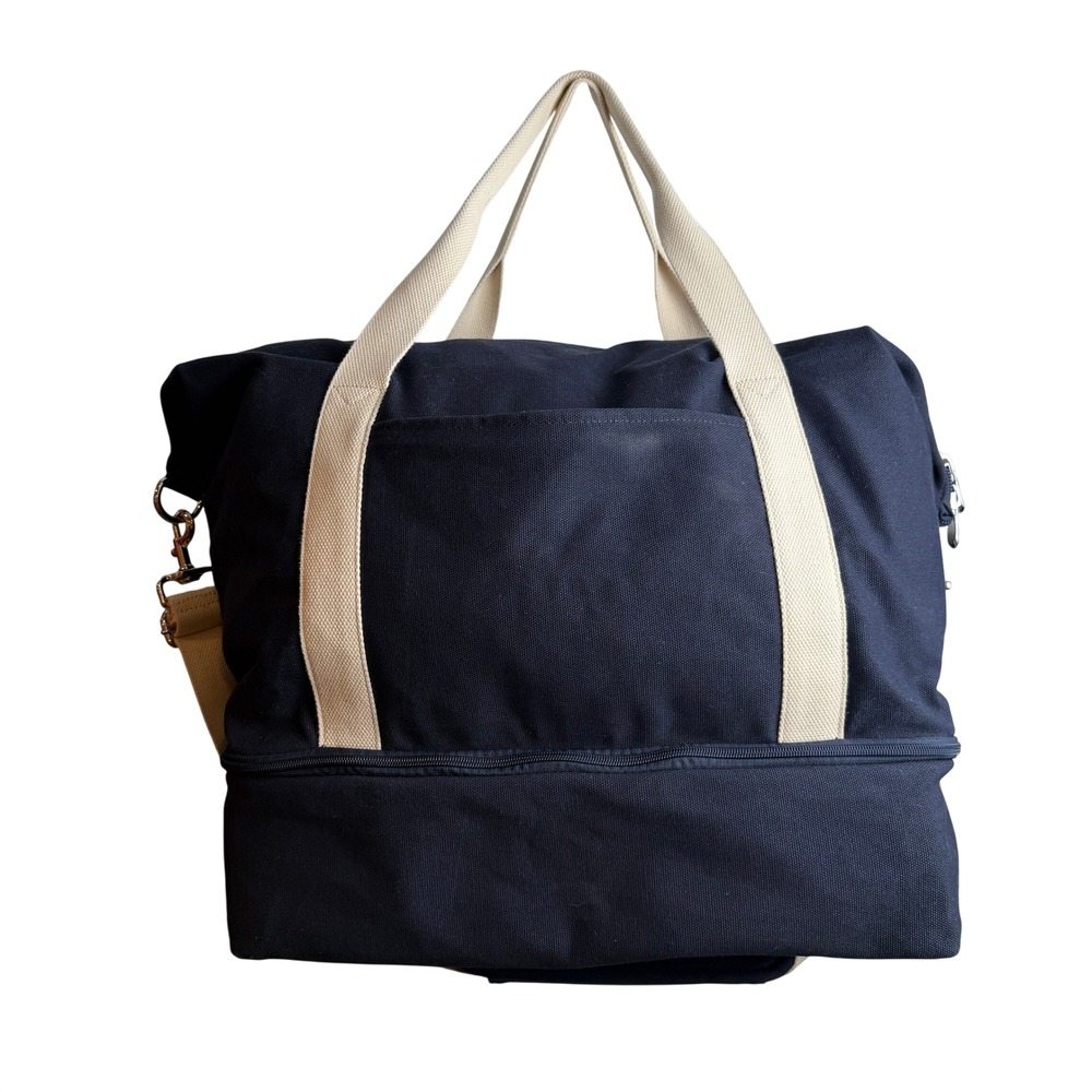 Lo & Sons Catalina Deluxe Weekender Bag Large Navy Canvas Duffle Travel Preppy - Picture 6 of 11